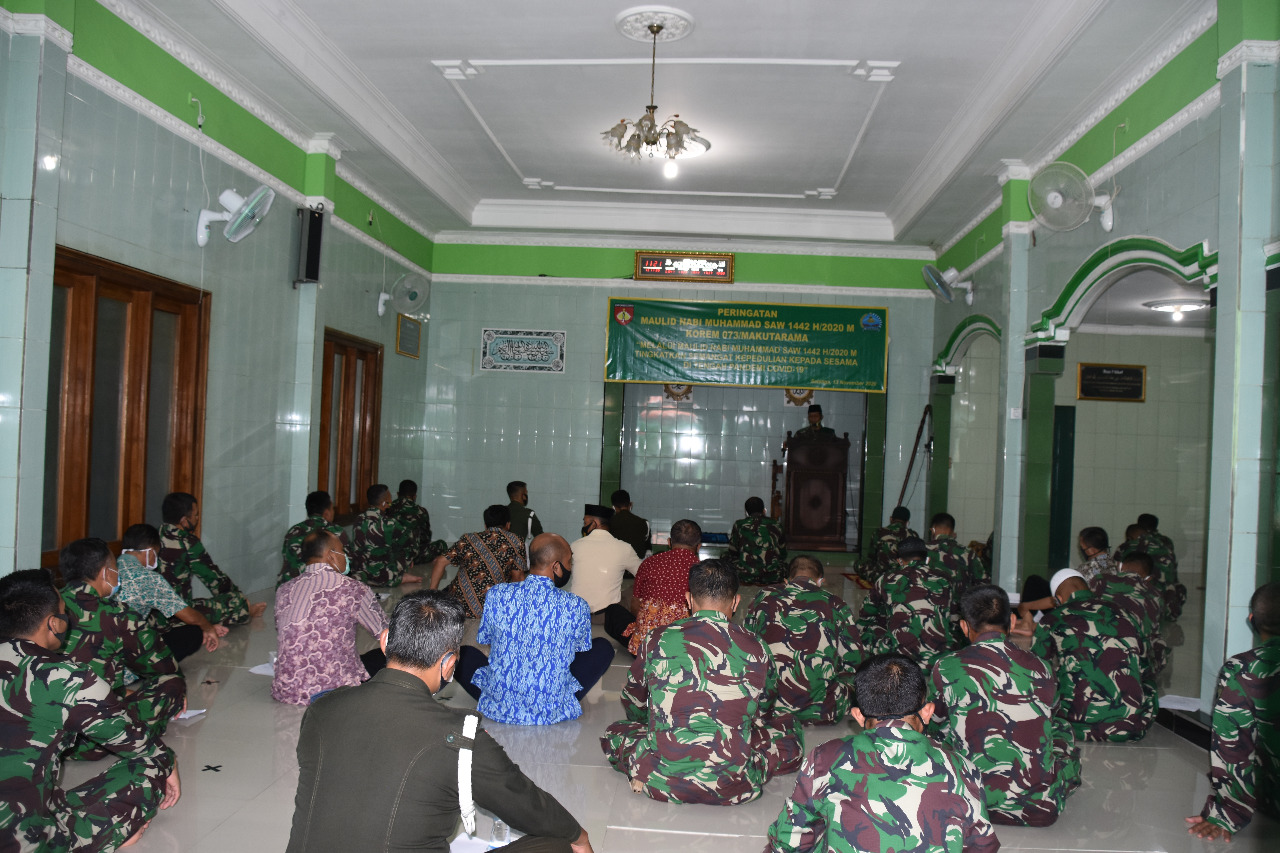 Prajurit Korem 073/Makutarama Peringati Maulid Nabi Muhammad SAW Tahun 2020